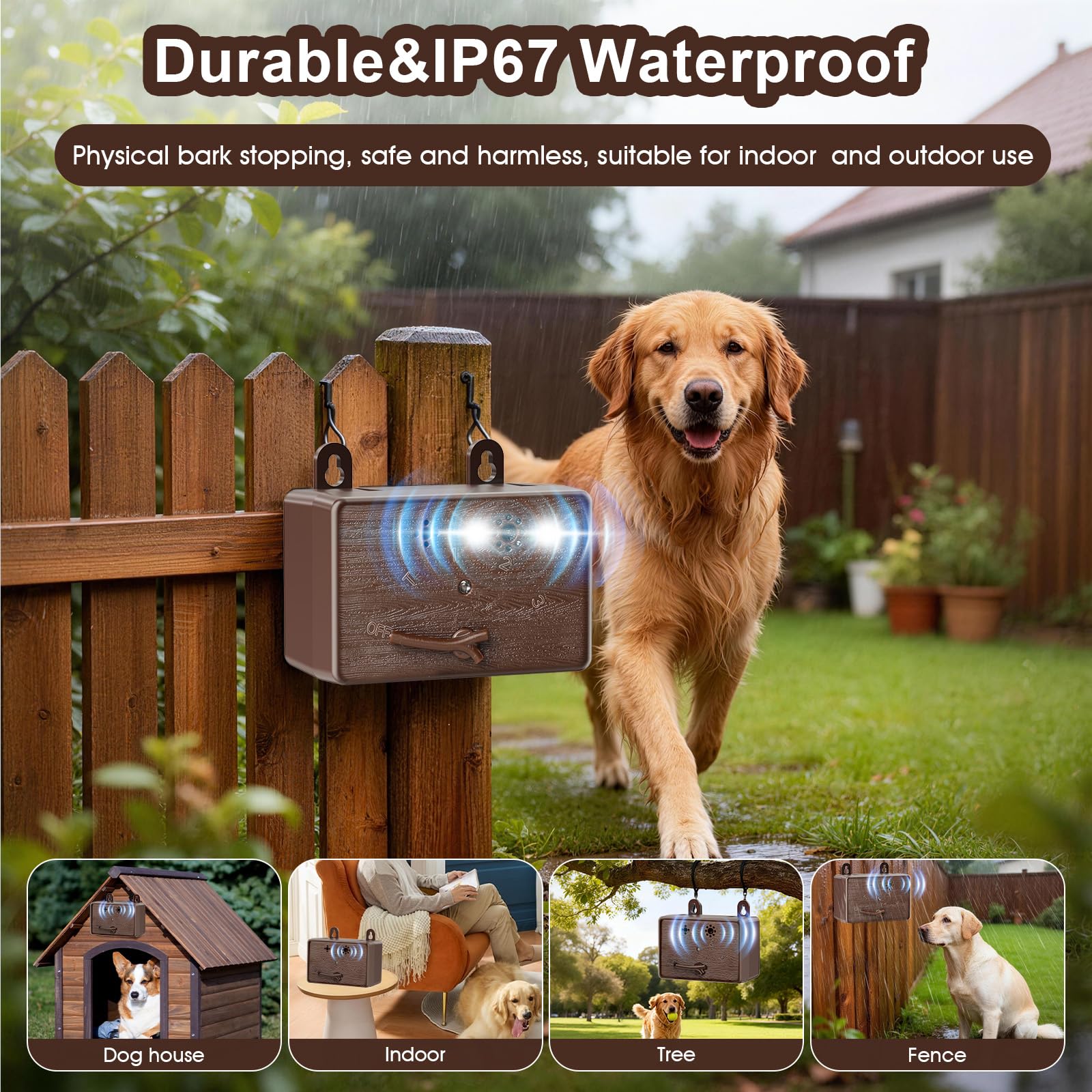 Disuasión de ladridos de perro, dispositivo ultrasónico anti ladridos para perros, dispositivo de control de ladridos alimentado por pilas para uso en interiores y exteriores, herramienta de