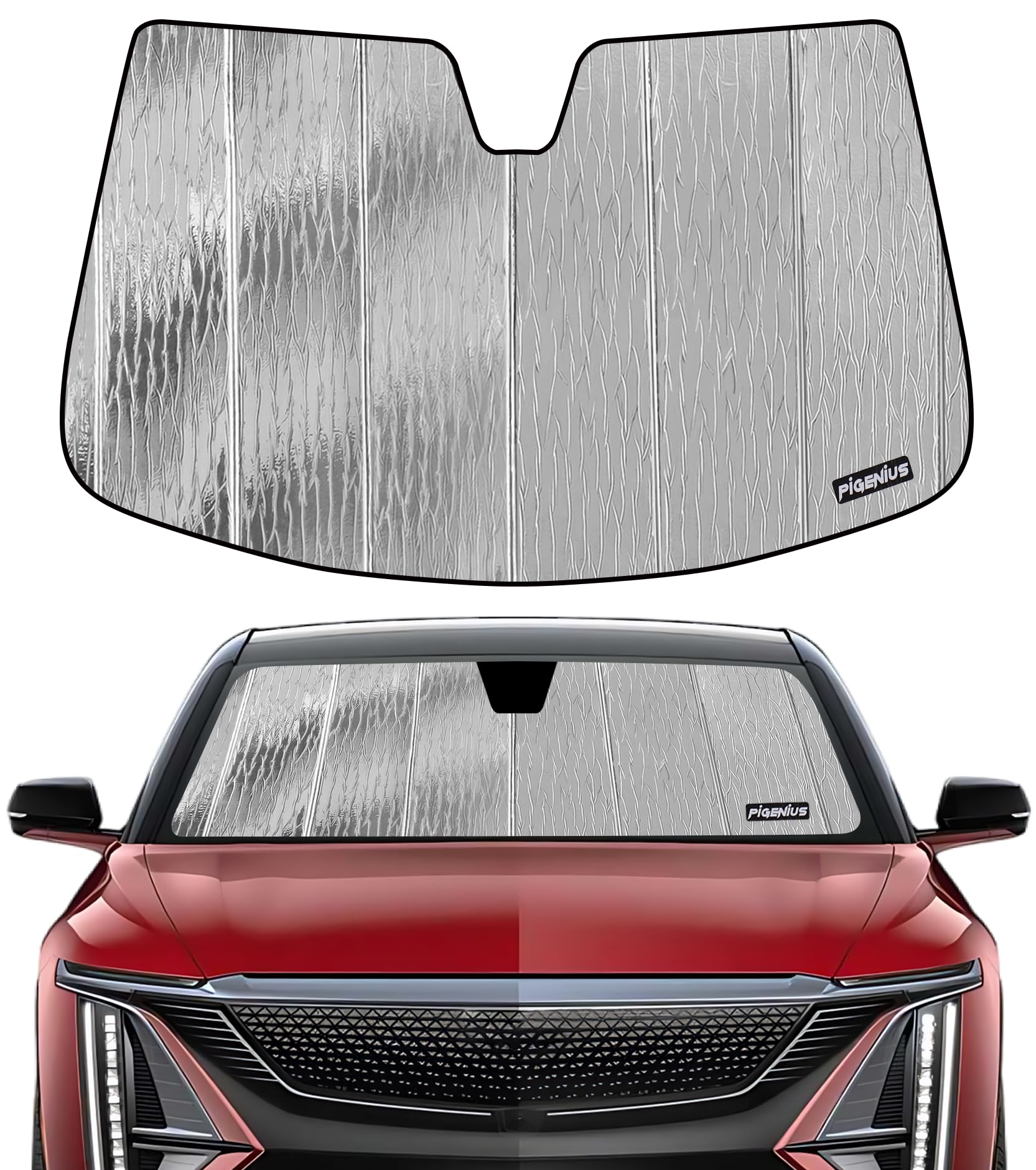 Windshield Sunshade for Cadillac Lyriq 2023-2026 (EV / 33" Screen), Reversible Silver/Black