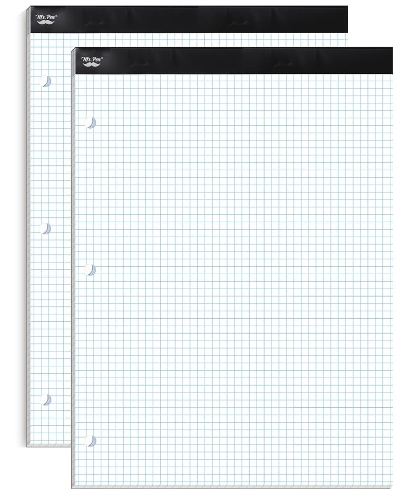 Amazon.com : Mr. Pen- Graph Paper pads 8.5 x 11 Inches, 2 Pack, 55 Sheets/Pack, 5x5 (5 Squares Per Inch), 3-Hole Punched, Blueprint Grid Paper Pads 8.5 x 11, Math Notebook : Office Products amazon-com-mr-pen-graph-paper-pads-8-5-x-11-inches-2-pack-55-sheets-pack-5x5-5-squares-per-inch-3-hole-punched-blueprint-grid-paper-pads-8-5-x-11-math-notebook-office-products