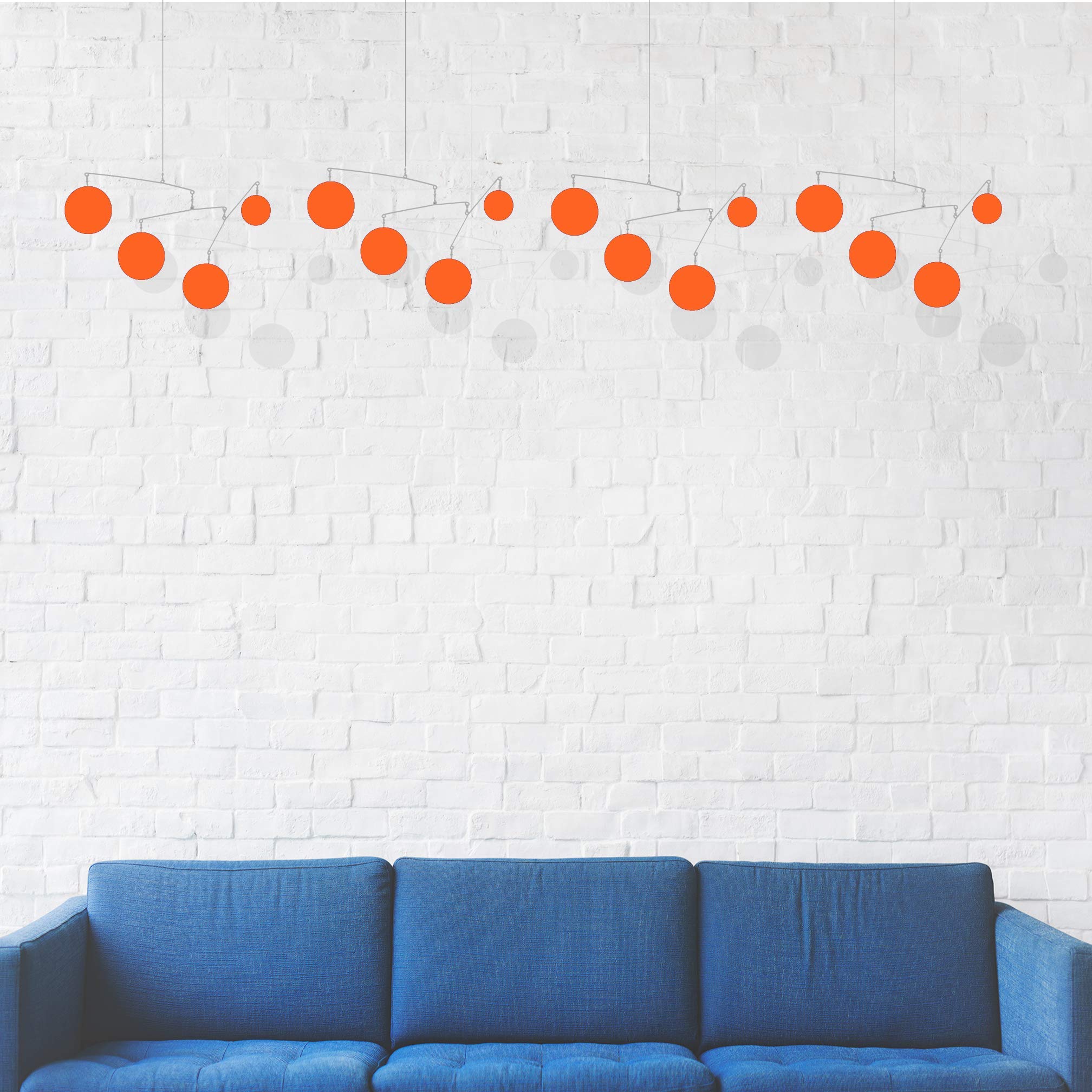 Atomic Mobiles The Fab Mod Orange Hanging Art Mobiles - Mid Century Modern Kinetic Art - Home Decor - Work from Home Decorations - 5 Sizes (20