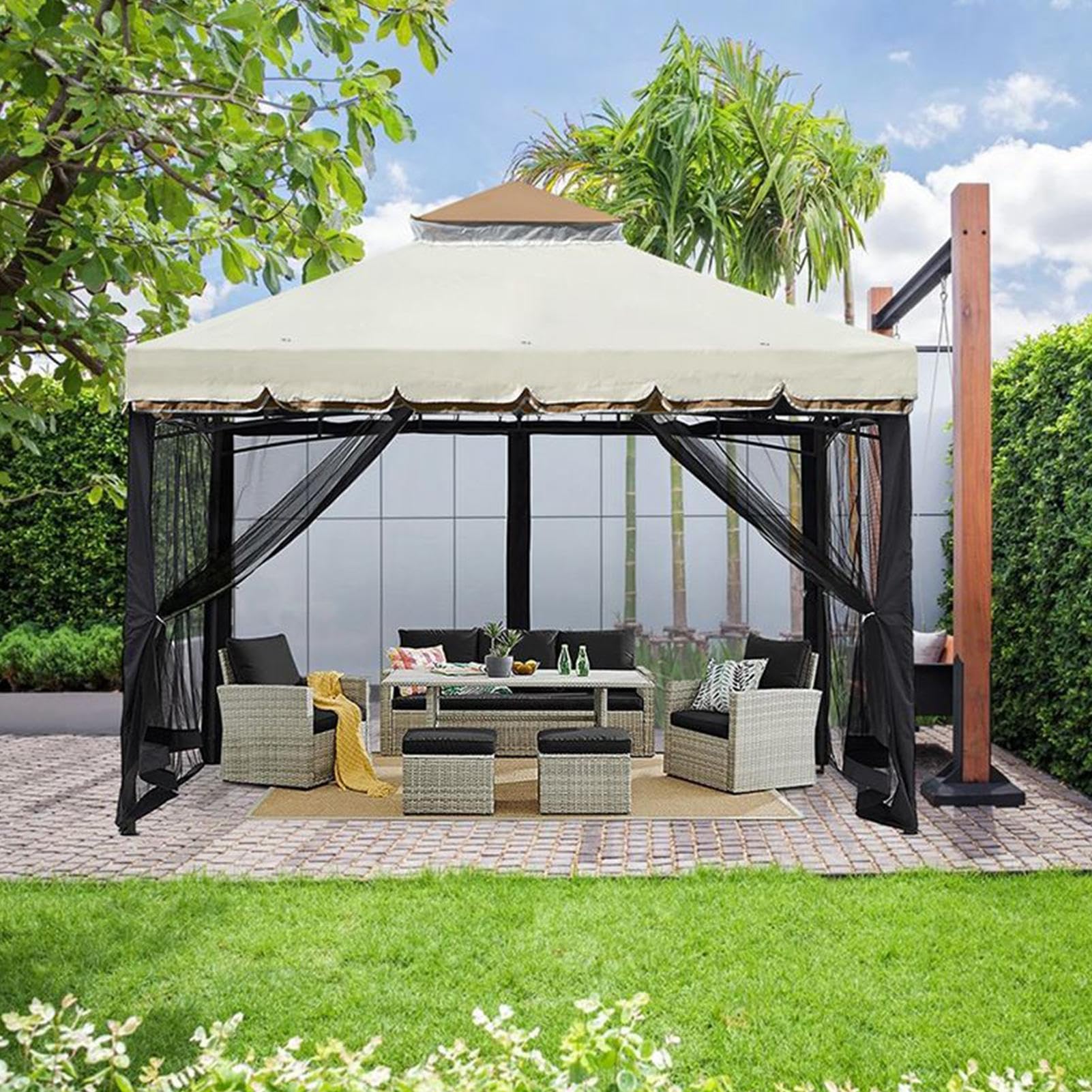 Filet pour Gazebo 4 Pièces Pare-Anti-Moucherons Ventilées
