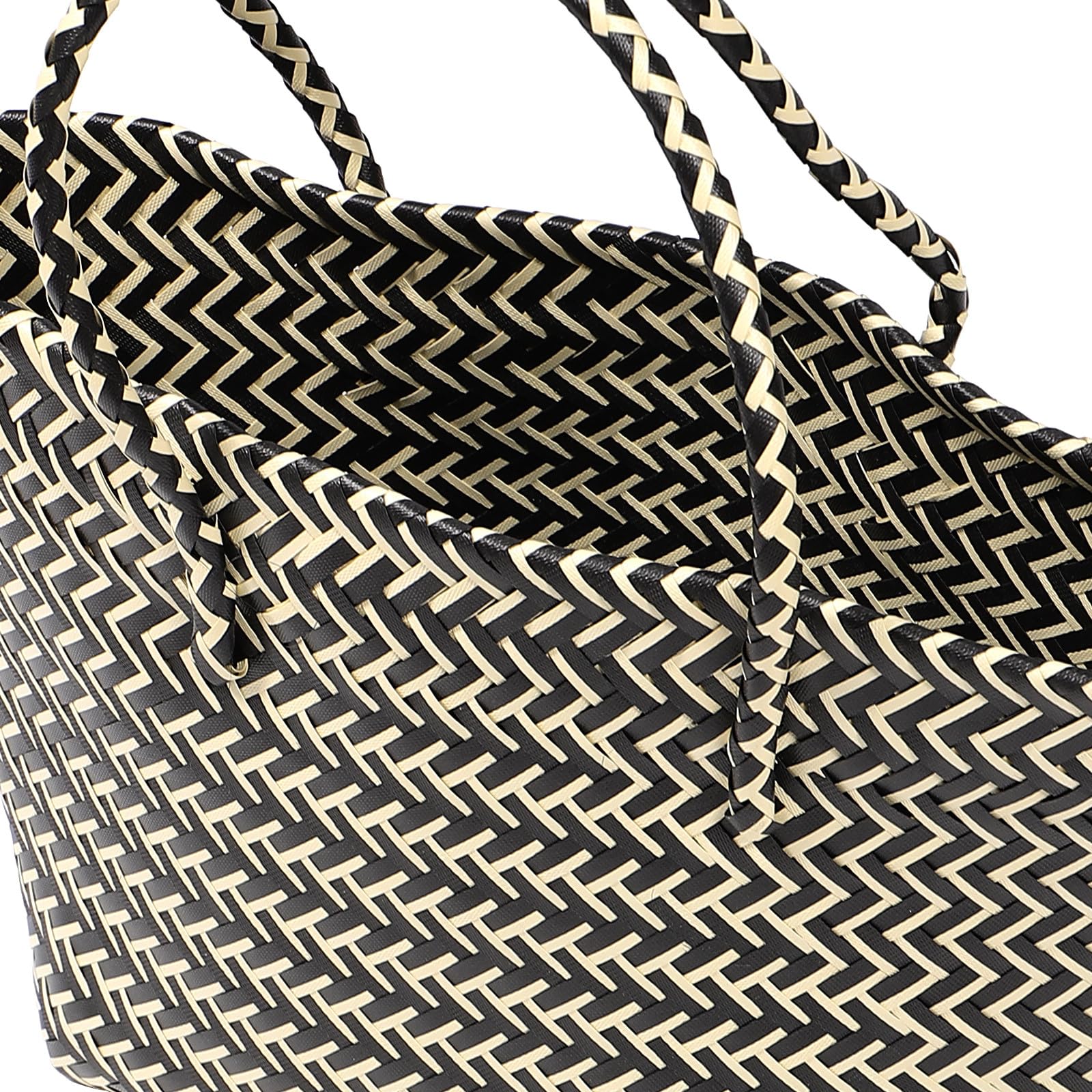 Bolso Tejido Artesanal para Mujer, Bolsa Compra Ligera y Portátil, Gran Capacidad, Estilo Natural Adecuado para Supermercado y Decoración
