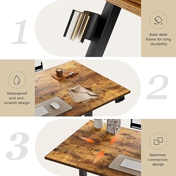Agilestic Height-Adjustable Electric Desk, 140x80 cm Sit-Stand Office Desk, Computer Desk with Memory Function, Standing Desk, Gaming Desk, Brown