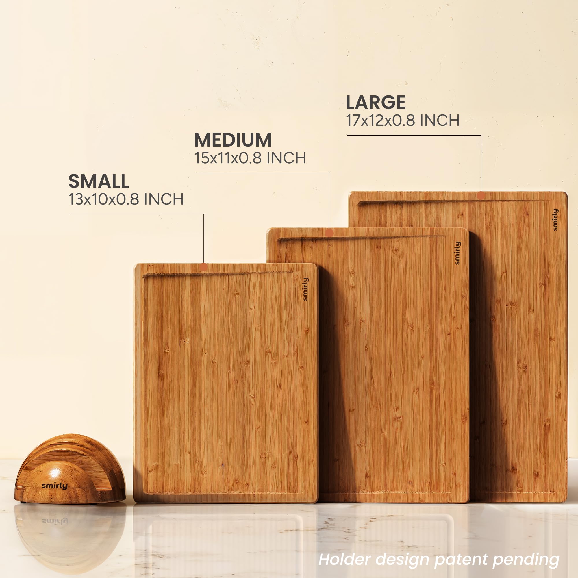 SMIRLY Tablas de cortar de madera para cocina, juego de tablas de cortar de bambú con soporte, juego de tablas de cortar de madera, tabla de cortar de madera, juego de tablas de cortar de madera