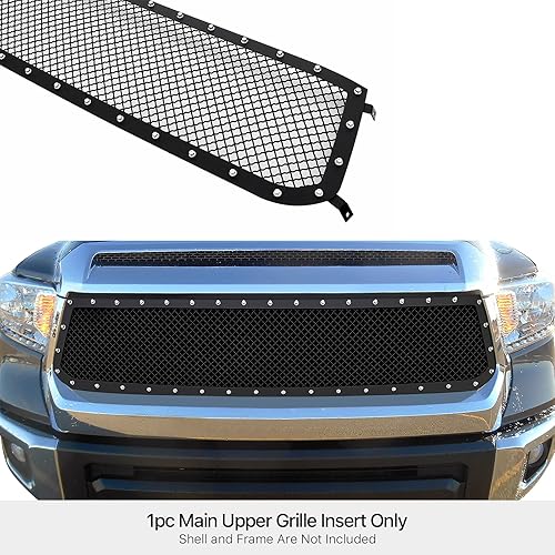Miniatura 3 de APS Rejilla de remache de malla negra premium compatible con Toyota Tundra 2014 2015 2016 2017 principal superior N19-K5895LT