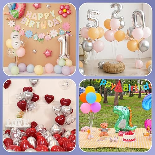 Miniatura 7 de Juego de 6 soportes para globos, palos de globo con base para centros de mesa, graduación, cumpleaños, baby shower, revelación de género, decoración