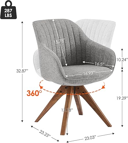 Miniatura 2 de Zouron Silla decorativa moderna de mediados de siglo con patas de madera, silla giratoria tapizada sin ruedas, sillón de acento lateral para espacio