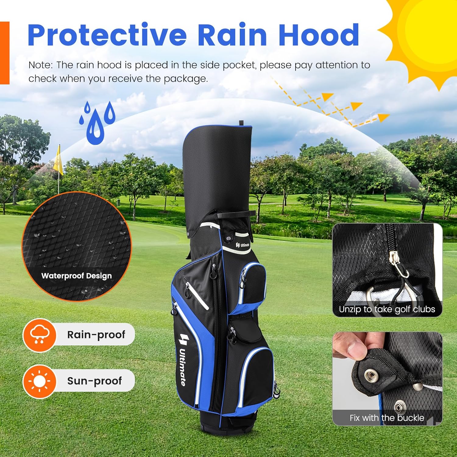KOTEK Golf Cart Bag, 14 Way Organizer Divider Golf Club Bag with 9 Pockets, Cooler Bag, Rain Cover, Adjustable & Detachable Dual Shoulder Straps, Lightweight Cart Golf Bag for Men & Women