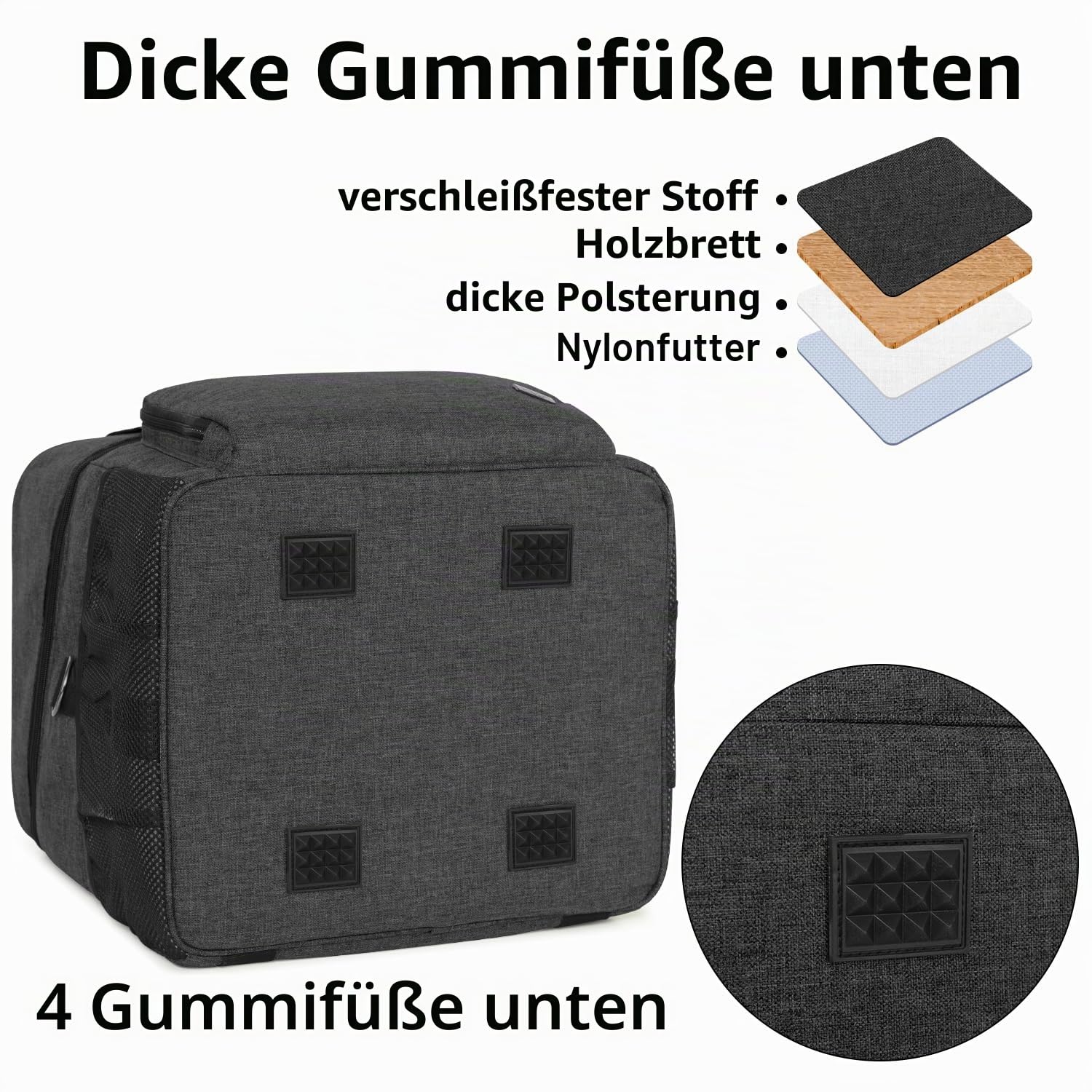 Luxja Overlock Tasche für Overlock Maschinen, Overlocktasche für Aufbewahrung Overlock-Nähmaschinen, Coverlocktasche für Transport Overlockmaschine und Zubehör, 33CM x 30,5CM x 34CM, Schwarz