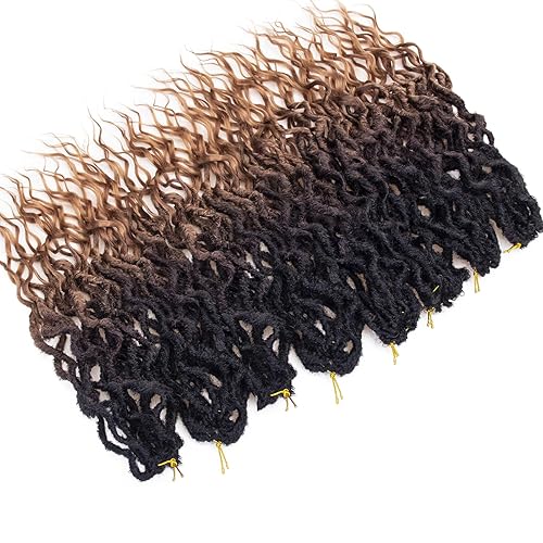 Miniatura 217 de 8 paquetes de rastas de cabello sintético de ganchillo de 18 pulgadas, rastas sintéticas bohemias con extremos rizados, cabello de ganchillo suave