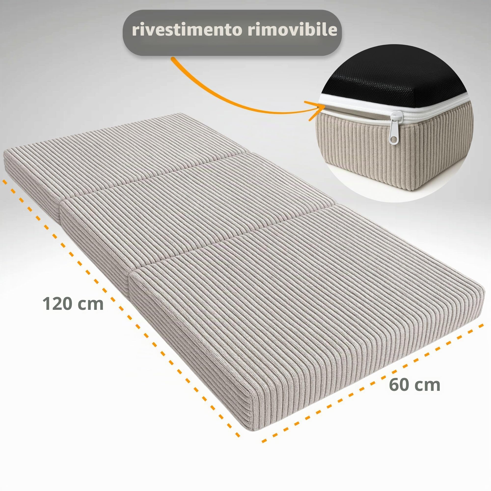 Totsy Baby Materasso lettino pieghevole neonato 60x120 cm - materassi per culla e divano letto o materassino da campeggio in schiuma traspirante con fodera lavabile 60 x 120 cm Safari