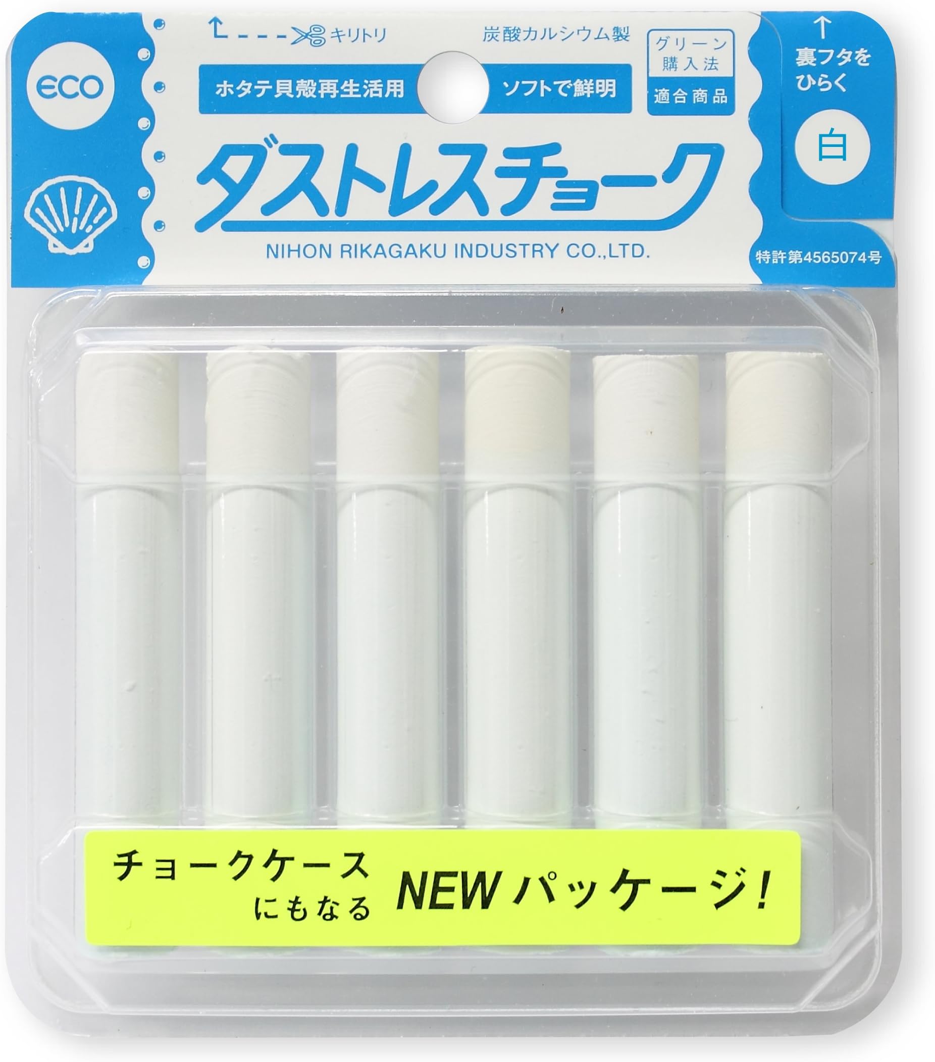 日本理化学 Rikagaku White Dustless Chalk, 6-Pieces (DCC-6-W)