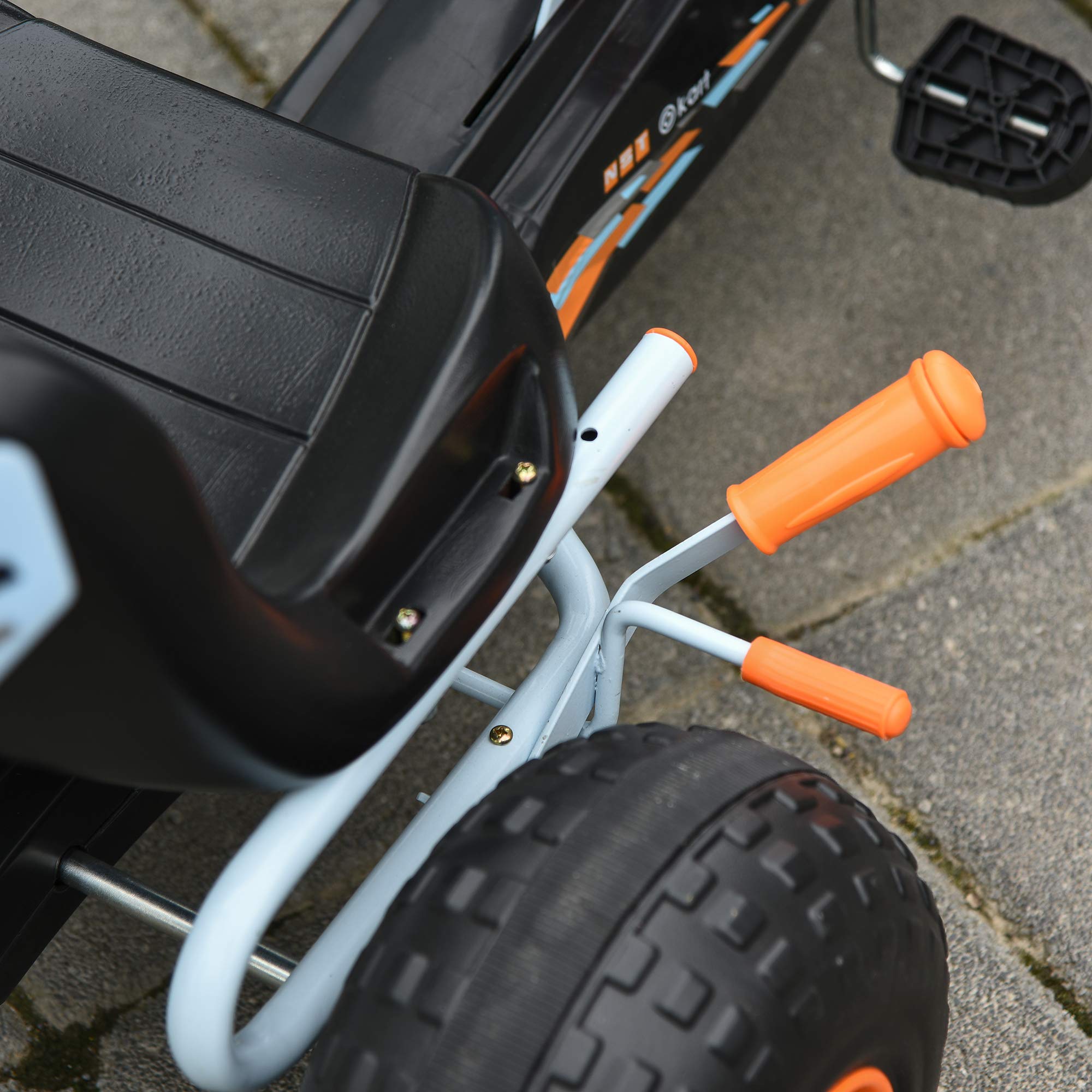 HOMCOM Gokart Tretauto mit Handbremse für Kinder ab 3 Jahren Hellblau | Verstellbarem Sitz, Pedal, Vor- und Rückwärtsgang, Kettcar, Tretfahrzeug, Kinderfahrzeug, Kinderspielzeug, Pedal-Gokart