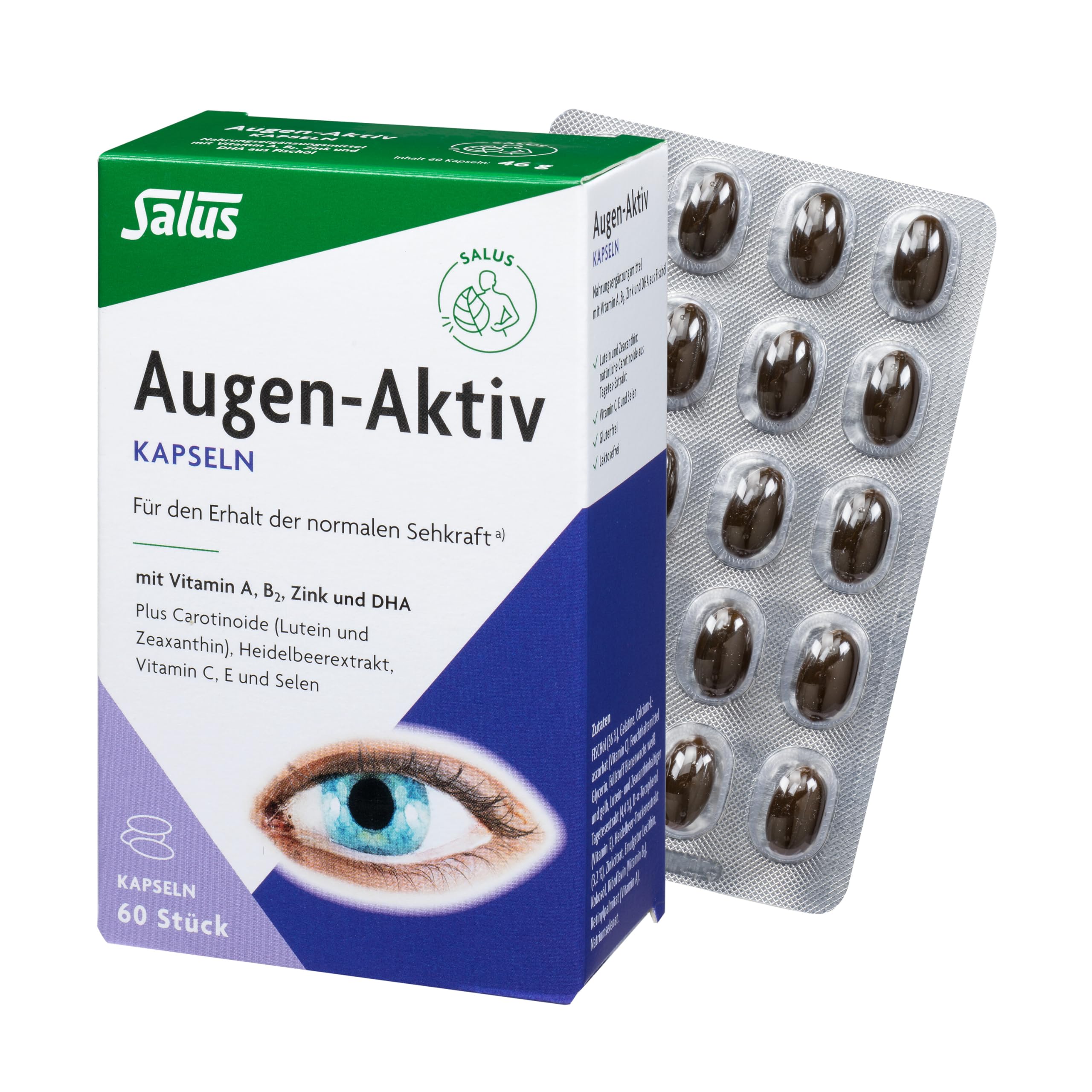 Salus Augen-Aktiv – Nahrungsergänzungsmittel für die Augengesundheit (60 Kapseln, 46 g)