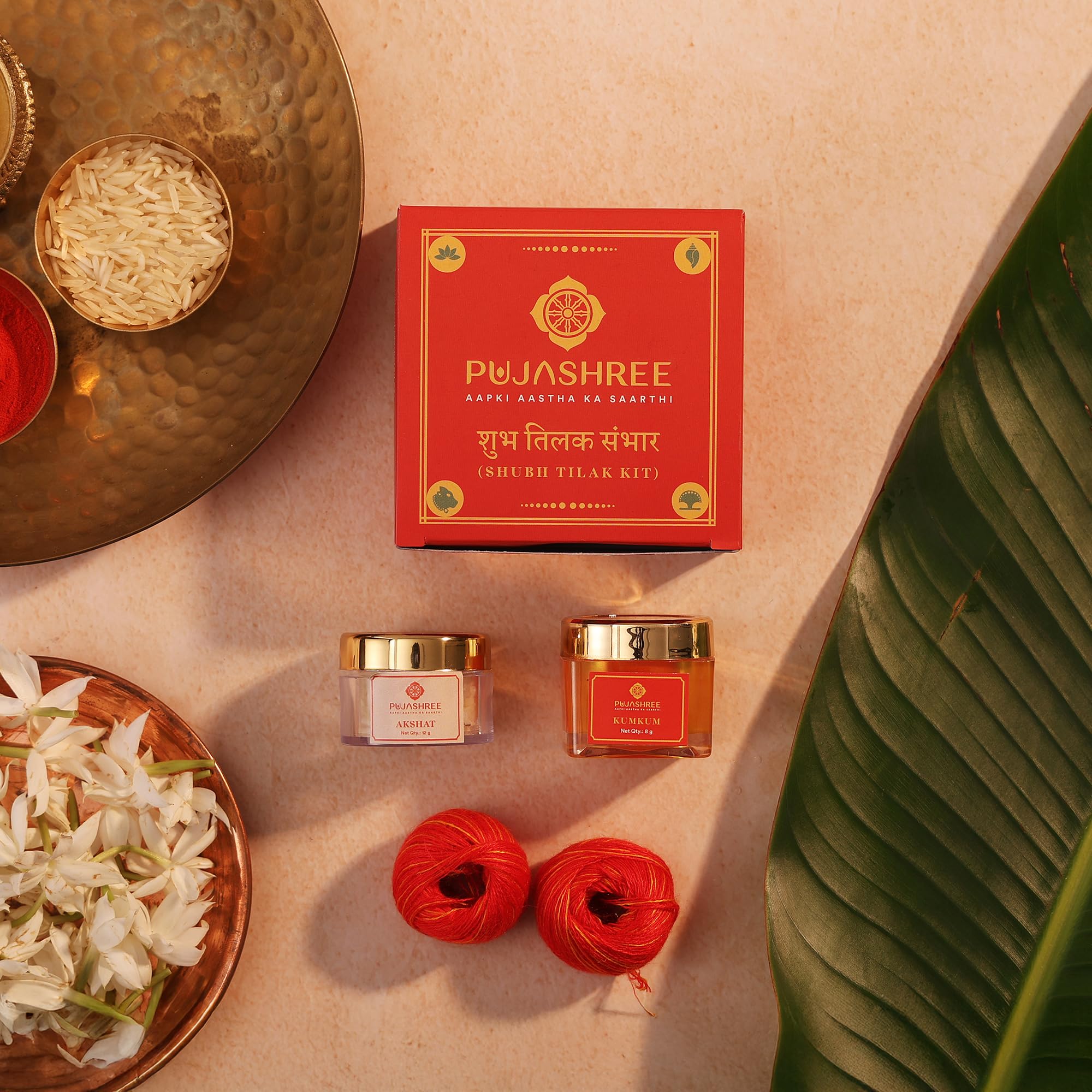 Pujashree Shubh Tilak Kit for Pooja| Akshat, Kalava, Kumkum | Pooja Item for Diwali, Home, Mandir Pujan Samagri Items-picture-15