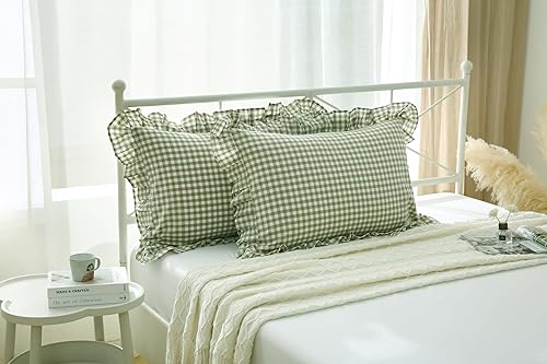 Vista 118 de Fundas de almohada cuadradas blancas con volantes, fundas de almohada europeas, 100% algodón, 18 x 18 pulgadas, 2 unidades Blanco 3