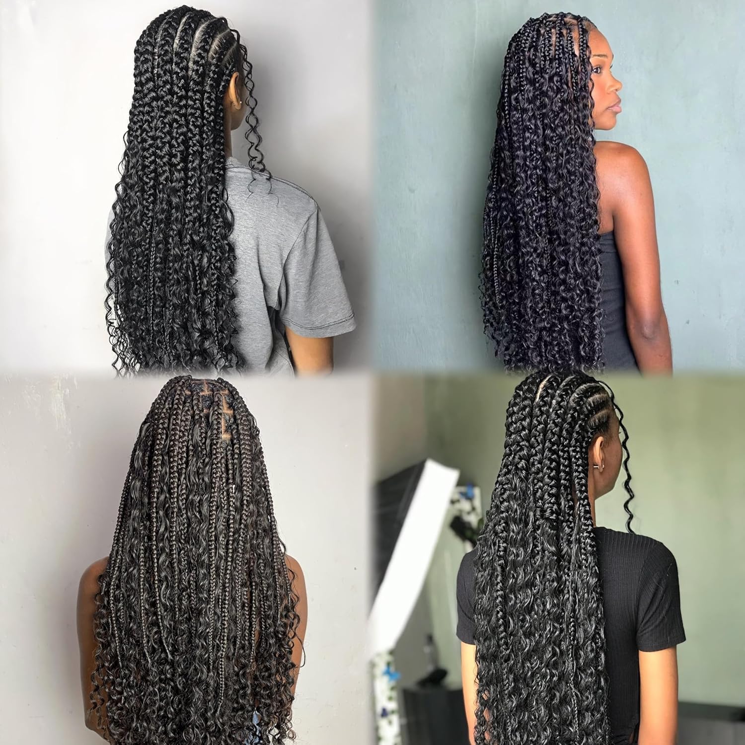 Human Braiding Hair for Boho Braids 16-24Inch Deep Curly Wave Bulk 100% Human Hair for Braiding Brazilian Virgin Human Hair Extensions for Black Women Natural Black 2 Bundles