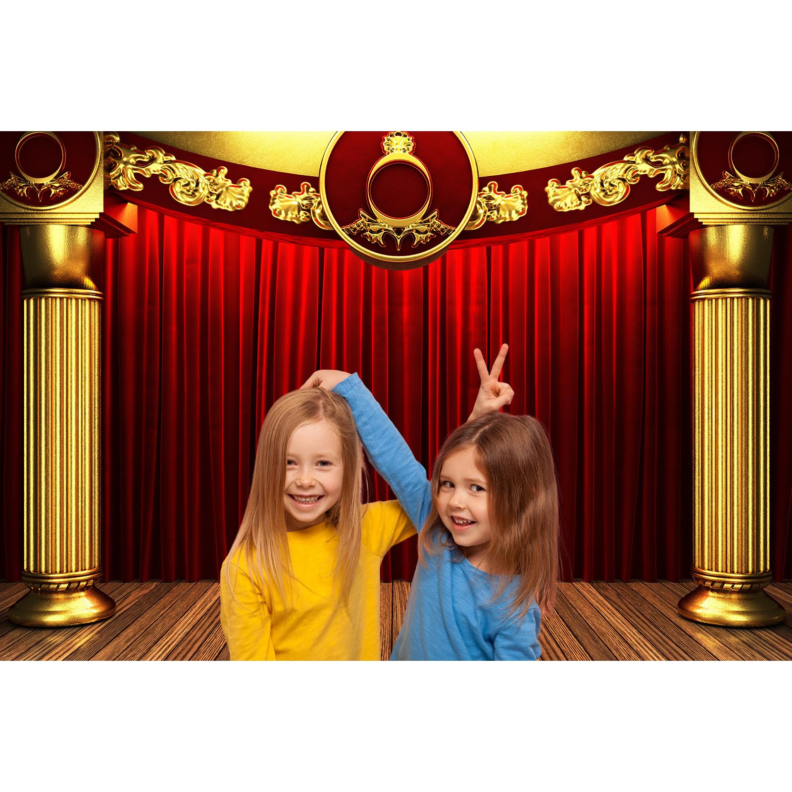 Fotohintergrund Roter Vorhang Auf Goldener Bühne – 3,6 X 2,4 M Vinyl, Für Studio, Theater, Partys