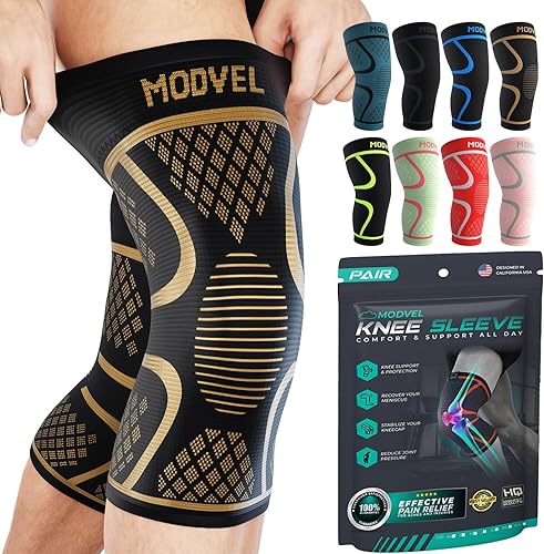 Modvel ELITE - Rodillera para mujeres y hombres  Par de rodilleras para correr dolor de rodilla, manga de compresión, soporte deportivo de