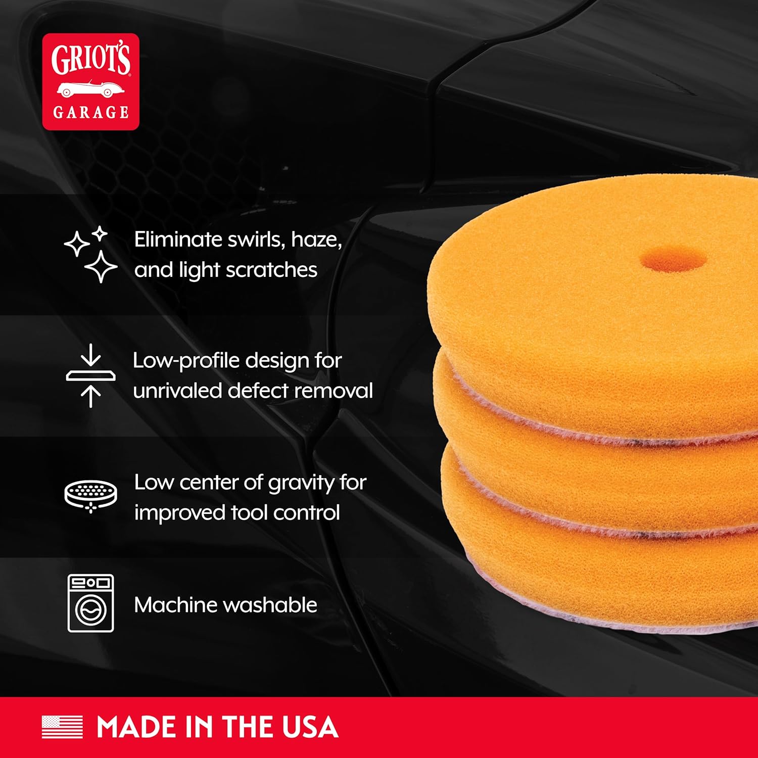 Griot's Garage 3" BOSS Correcting Foam Pads for Car Polishing, Buffing, Detailing and Light to Moderate Auto Paint Correction, Durable, Machine-Washable, Pack of 3 - Image 3