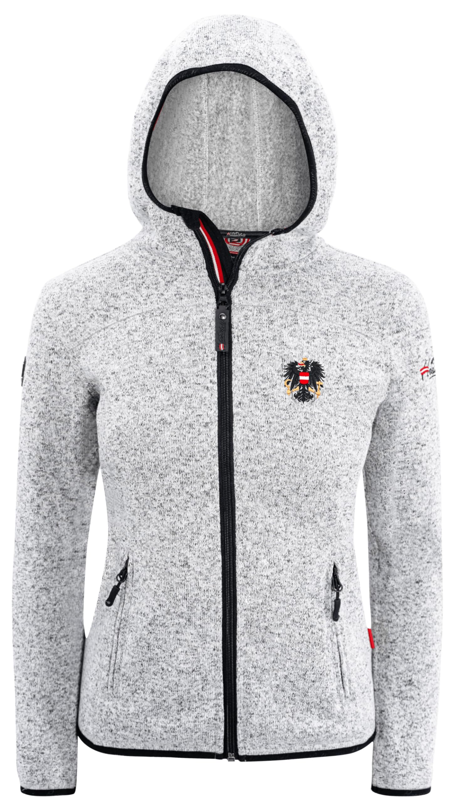 Hoamatkult Österreich Jacke Damen Strickfleece - die KULTJACKE - hochwertiger Stick
