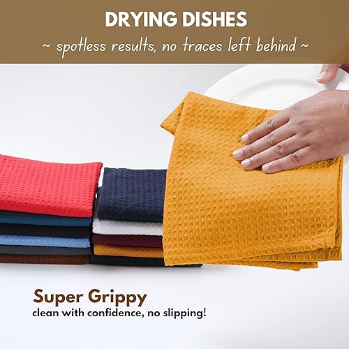 Miniatura 3 de Paquete de 12 paños de cocina de algodón de 12 x 12 pulgadas, absorbentes, lavables, paños de limpieza de restaurantes, trapos para bares de cocina