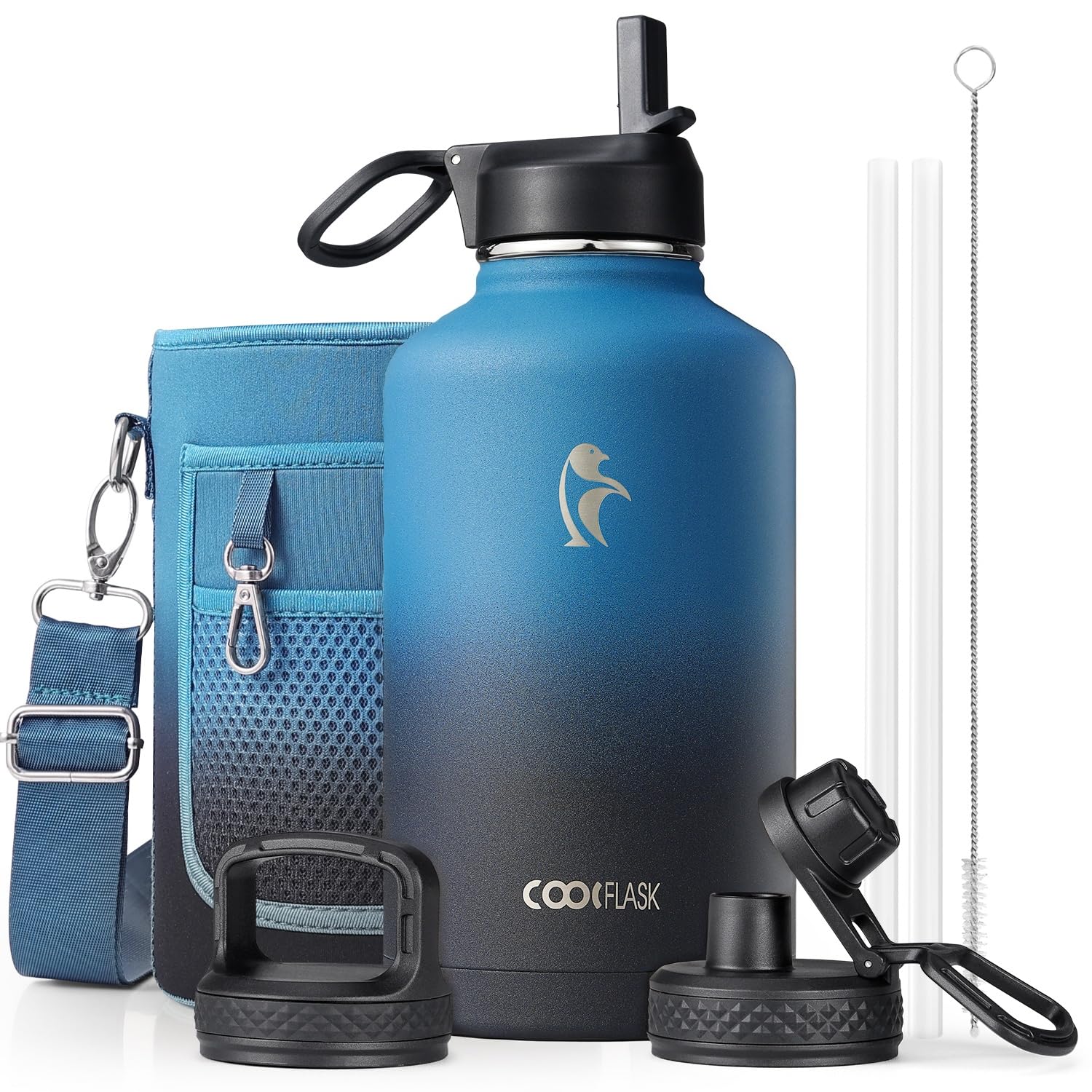 Amazon.com: Half Gallon Water Bottle Insulated with Straw & 3 Lids