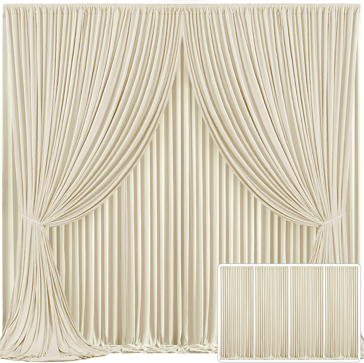 4 Panels Beige Backdrop Curtain for Wedding Parties Wrinkle Free Beige Photo Curtains Backdrop Drapes Fabric Decoration for Baby Shower Photoshoot 20ft(W) x 10ft(H)