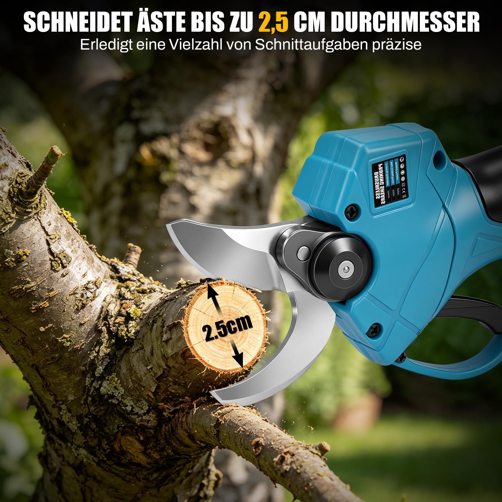 4-in-1 Akku Hochentaster kompatibel mit Makita 18V Akku | Bürstenloser 6 Zoll Mini Kettensäge & 25 mm Elektrische Astschere mit Teleskopstange & 2 x 2.0Ah Akkus, Arbeitsreichweite 4m