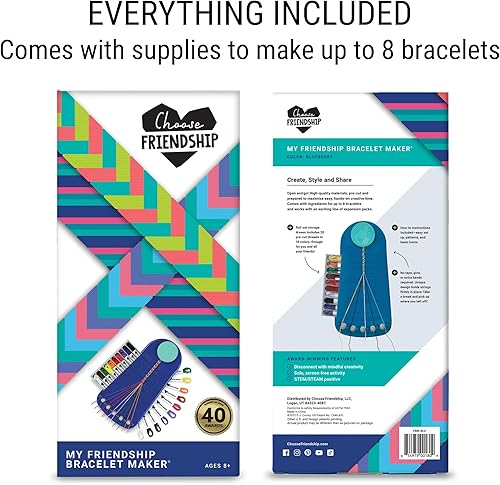 Miniatura 10 de Choose Friendship, My Friendship Bracelet Maker, 20 hilos precortados (kit de craft  kit de joyería para niños) (algodón de azúcar)
