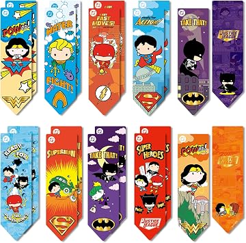 Cartoon Heroes Bookmarks 20Pcs, Cute Book Page Marker Gifts, Inspire Reward Bookmark for Parents, 10 Style Funny Page Clips Tool Superhero