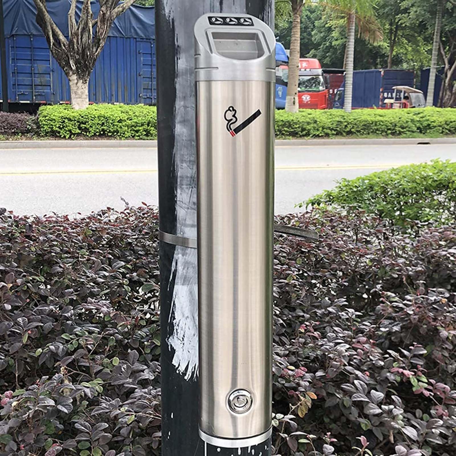 Stainless Steel Wall-mounted Ashtray, Outdoor Smoke Column Smoking Barrel Cigarette Butt Collector, For Hotel Public Places,Wall-mounted Cigarette Column