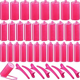 40 Pieces Sponge Hair Rollers Satin Rollers Silk Foam Rollers Women Hair Curlers with Duck Teeth Clips for Hairdressing Styling(Multi-size,Rose Red)