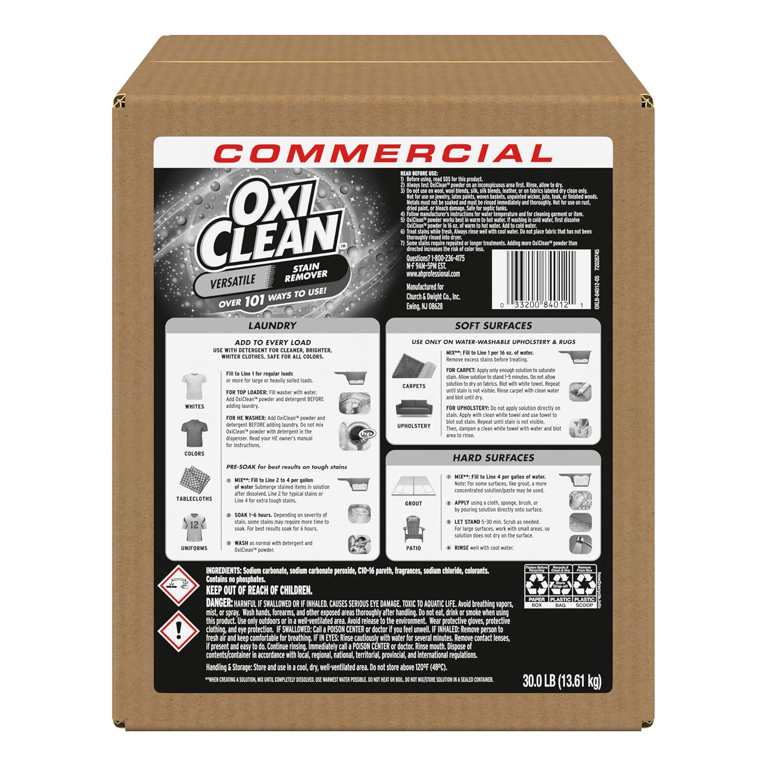 OxiClean Versatile Stain Remover Professional, 30 LB Box