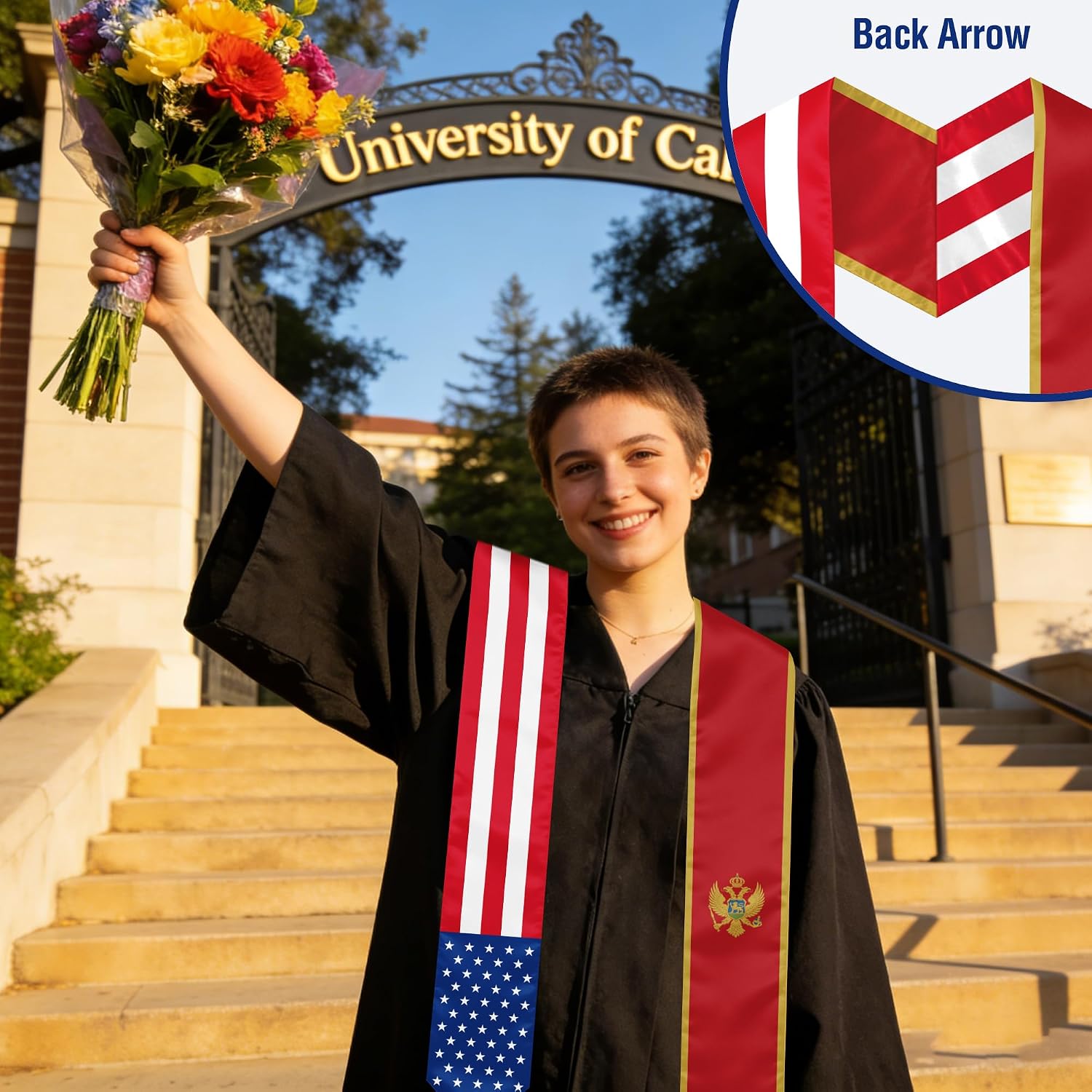 72X5 Inch National Flag Graduation Stole Class of 2026 Graduation Sash Generation Stole for International Students Honor Sash