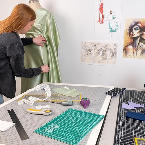 Miniatura 5 de Breman Precision Alfombrilla de corte autorreparable de 9 x 12 y 12 x 18 pulgadas, paquete de 2 alfombrillas de corte rotativas para manualidades,