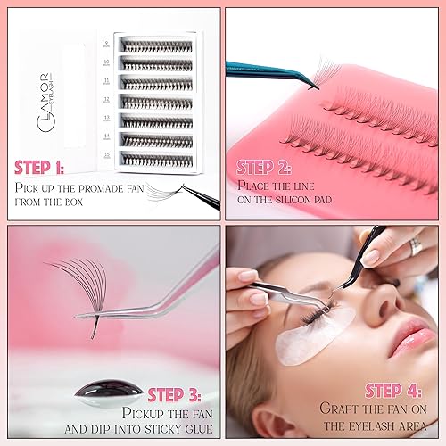 Miniatura 7 de 1500 Ultra Mix 7  Extensiones 6D-8D-10D  Extensión con 0.050.003 in de grosor de pestañas de visón, rizo C D, longitud de 0.35-0.59 pulgadas para