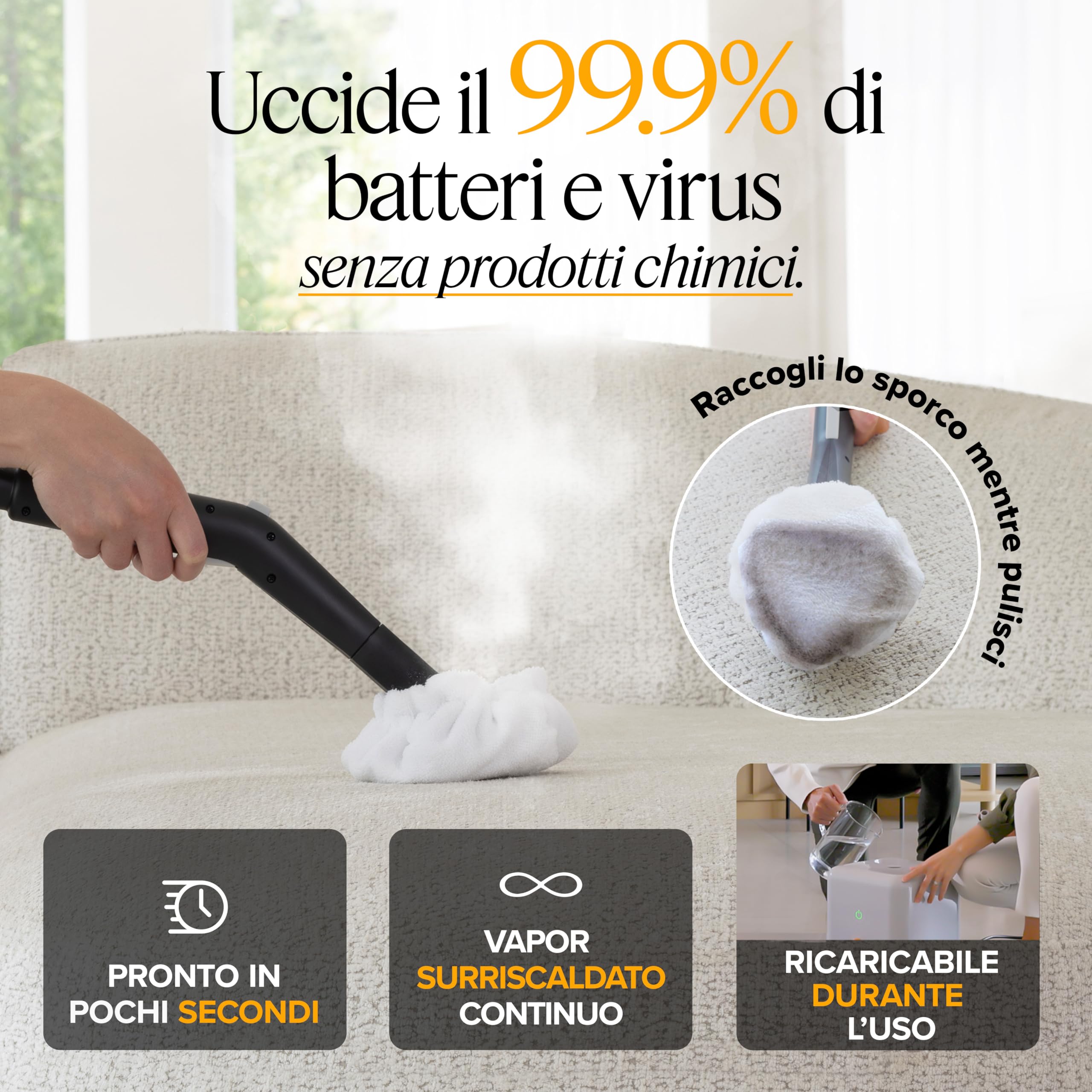 Dupray Neat Plus Pulitore a Vapore con Kit da 17 Accessori – Pulizia Potente Senza Prodotti Chimici per Pavimenti, Auto, Piastrelle, Tessuti, Elettrodomestici, Fughe e Altro (Neat Plus + 17 pezzi)