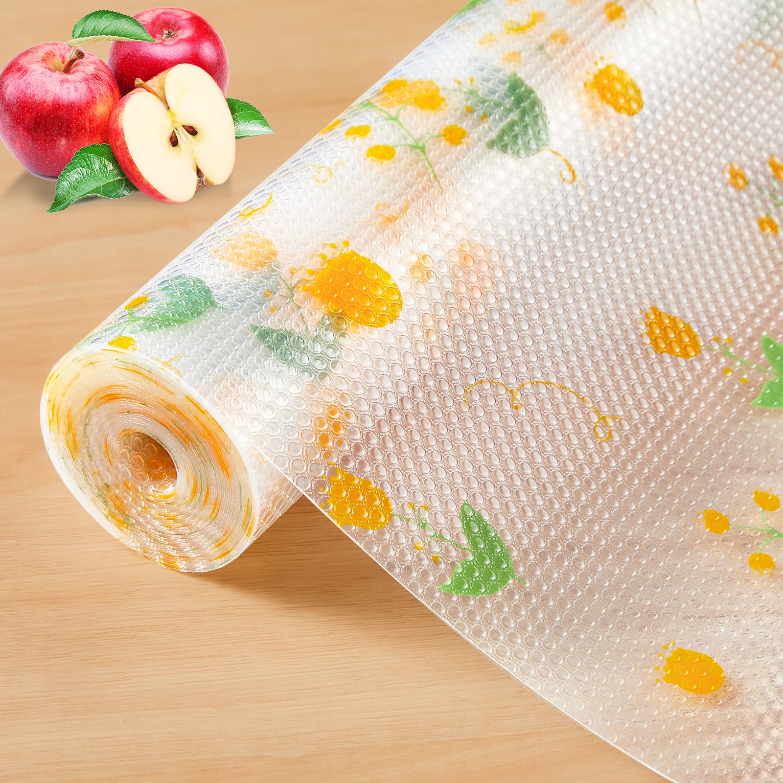 ALIUNI Non Slip Drawer Liners 30 x 300 cm, 100% EVA Non Adhesive Waterproof Oil Resistant Wipeable Shelf Liner for Kitchen Cupboards Fridge Shelves, Cabinet Protector for Bathroom, Floral Design — image 1