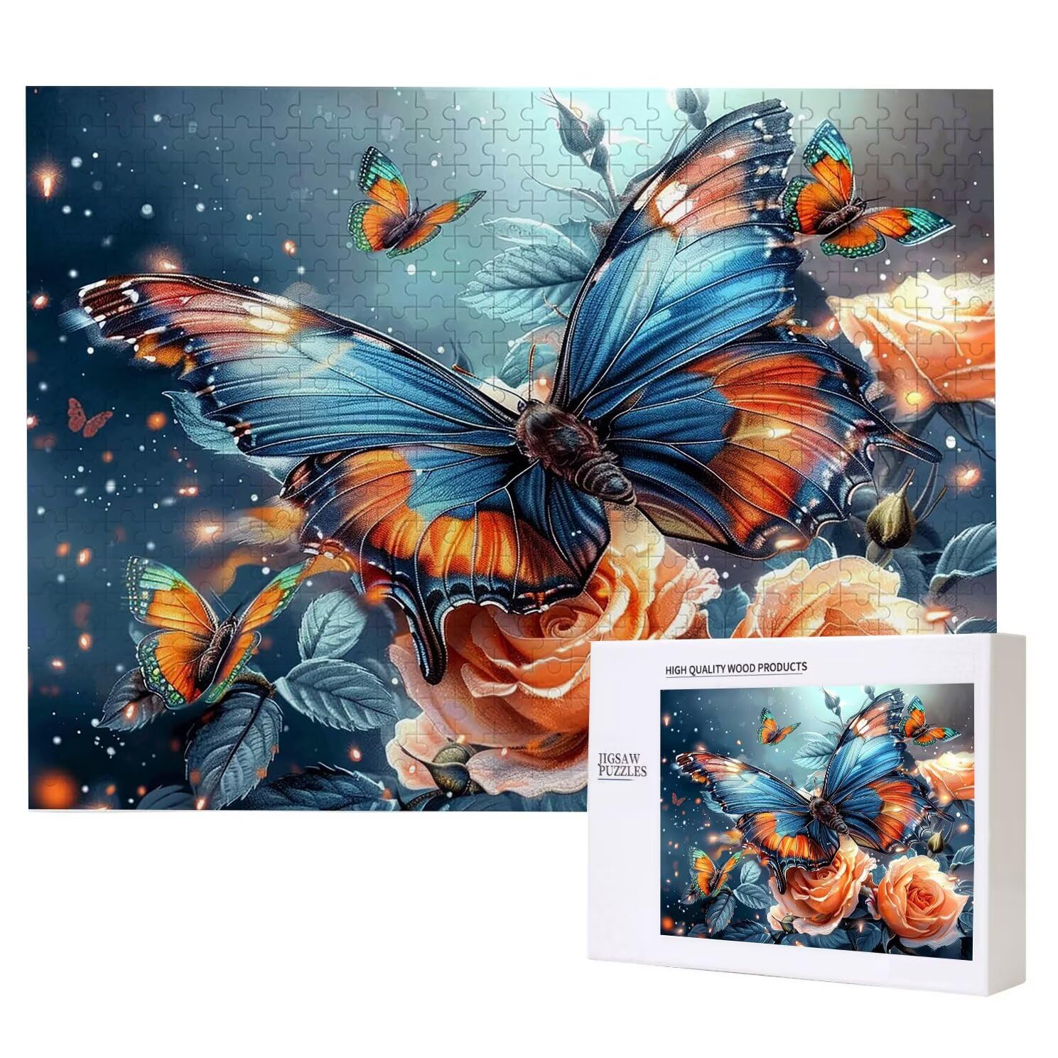 Puzzle dla dorosłych, 2000 sztuk, trudne drewniane puzzle, gra, gra logiczna, gra ręczna, dekoracja rodzinna, kreatywna rozrywka, prezent 70 x 99 cm motyl kwiaty 2 K0F-111