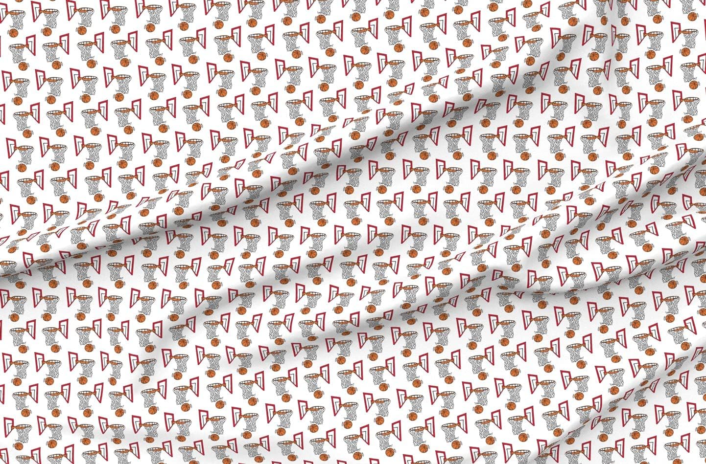 Spoonflower Fabric - Basketball Ball Sports Play Lines Hand Drawn Playful Gym Workout Printed on Petal Signature Cotton Fabric Fat Quarter - Sewing Quilting Apparel Crafts Decor