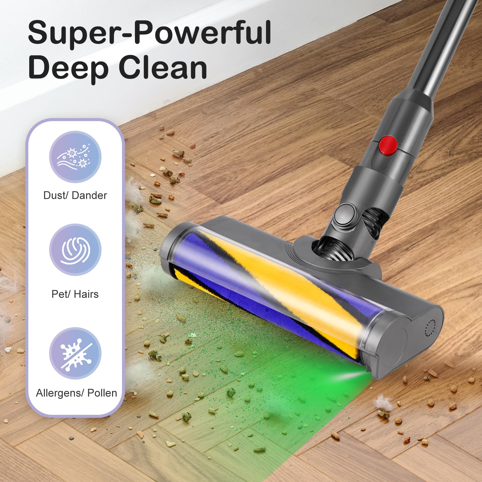 LED Bodendüse Bürste für Dyson V12 Detect Slim, Ersatzbürste Zubehör mit LED-Licht, Elektrischer Soft-Roller Bürste zur Reinigung von Hartböden