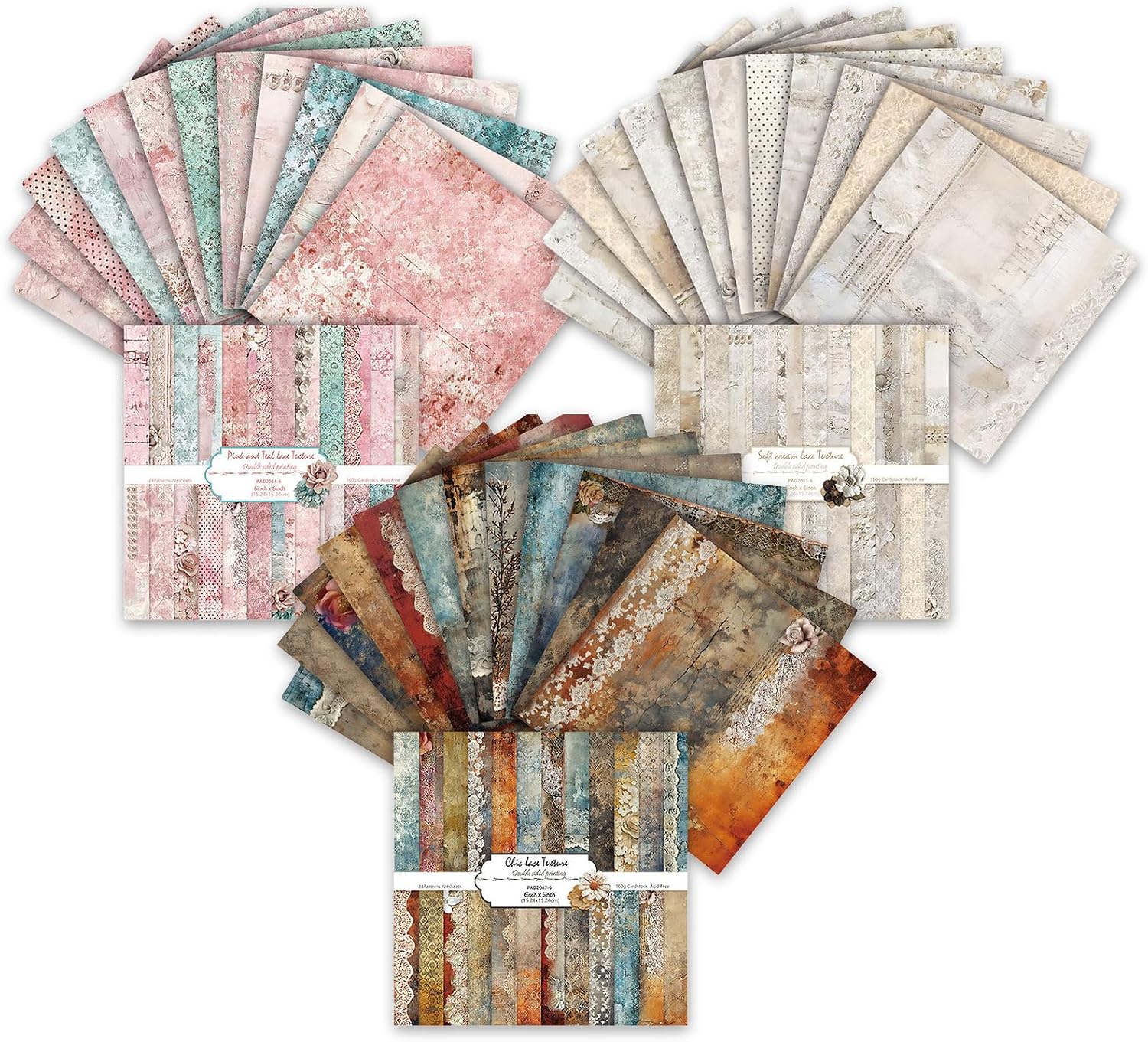 Scrapbook Paper 6x6 in Double Sided Decorative Paper, 72 Sheets/72 Designs Vintage Patterned Craft Papers for Scrapbooking Card Making Journaling Decor (C)