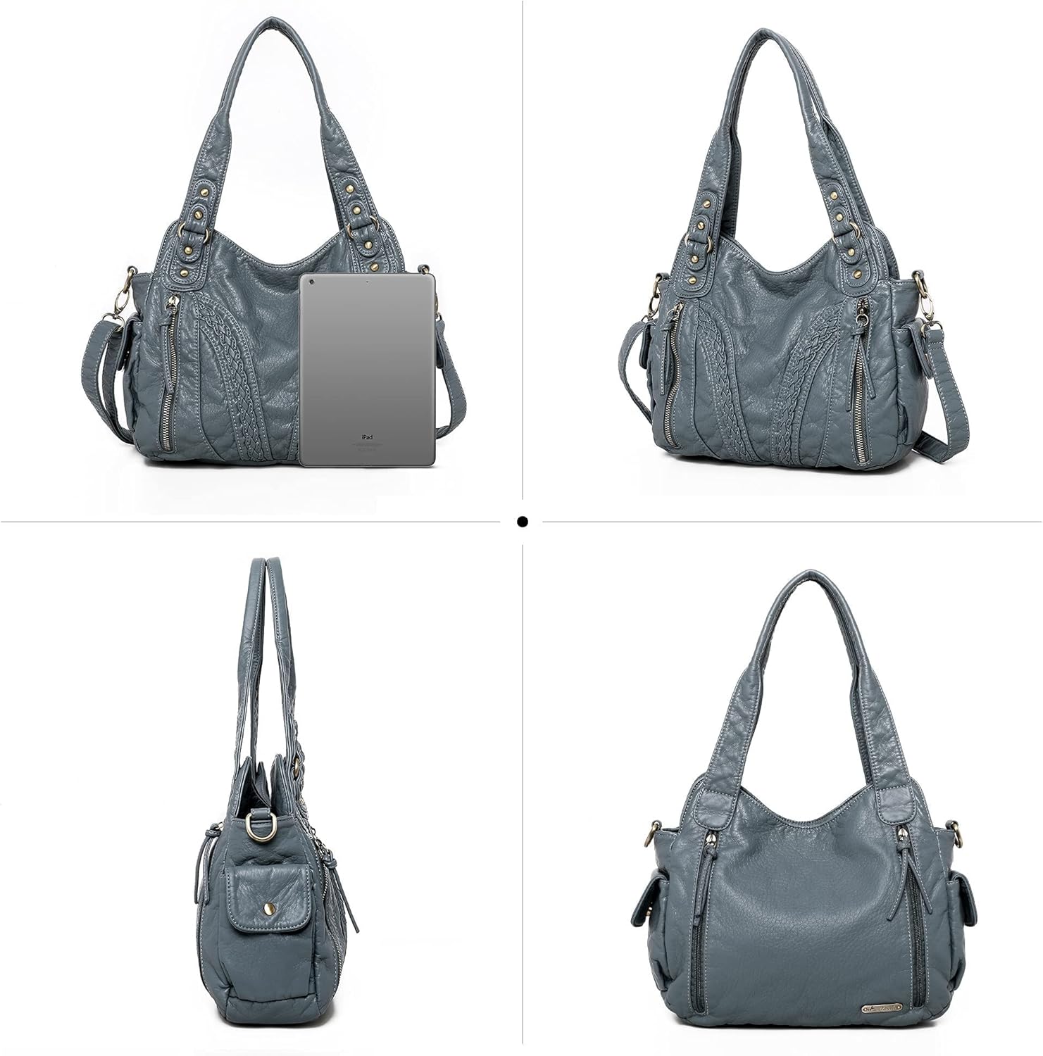 Montana West Washed Leather Hobo Bags for Women Roomy Handbags with Crossbody Strap - Image 5