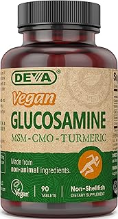 Deva Vegan Glucosamine MSM & CMO, Improved Formula Plus Hyaluronic Acid, CMO, Turmeric Extract, Boswellia Extract with Non Animal Ingredients, 90 Tablets