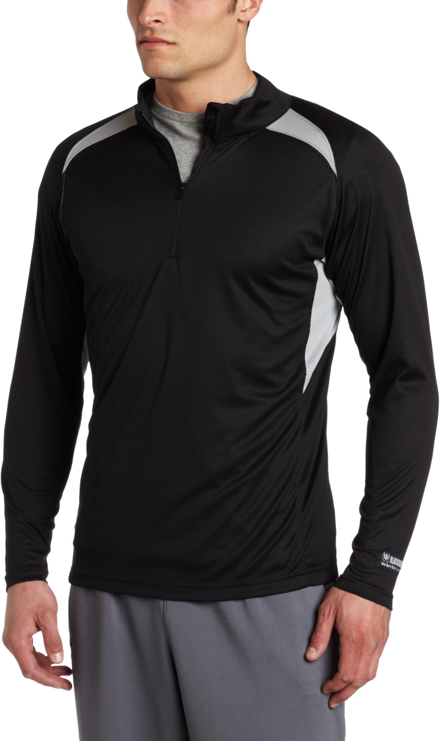 BLACKHAWK! Long Sleeve 1/4 Zip Athletic Mock Top, Black, Extra 88AZ01BK-XL