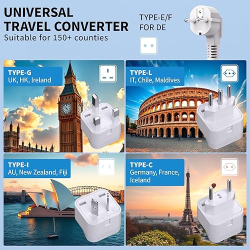 Miniatura 3 de TREVOLTY Convertidor de voltaje de 2000 W de EE. UU. a Europa para secador de pelo, convertidor de 220 V a 110 V para viajes europeos con 3 AC 2