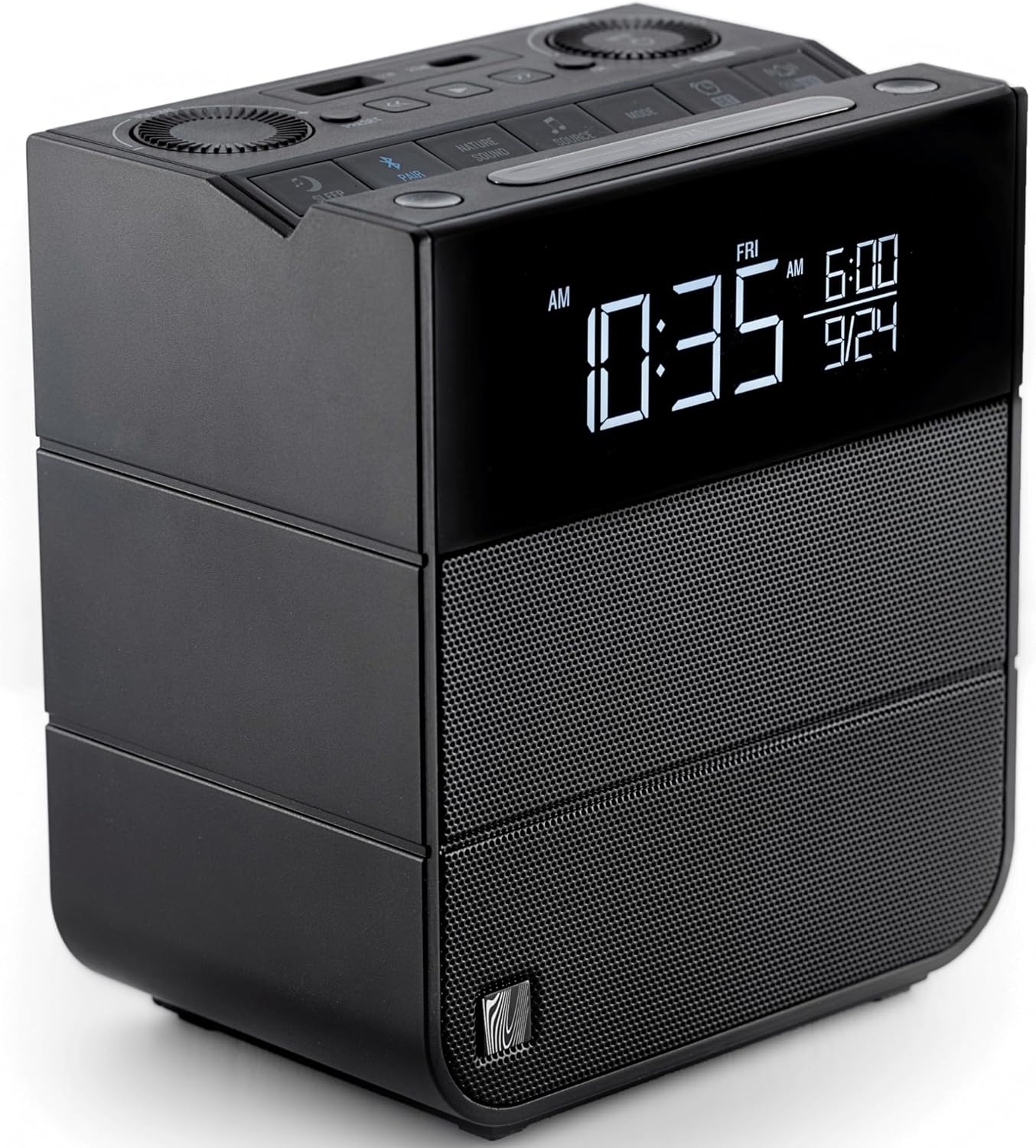 Soundfreaq Sound Rise II, SFQ-16 (Hotel Edition): Bedside Alarm Clock Radio & Bluetooth Speaker, with Large Display Screen, FM Radio, Fast USB Charging, and Nature Sound (Black)