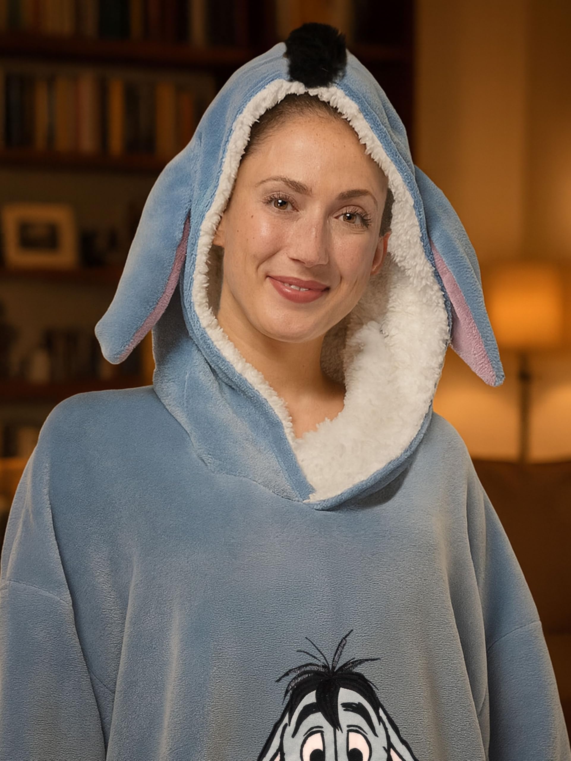 Disney I-Aah âne Oversize Hoodie Cozy avec Oreilles pour Femmes - Winnie Puuh Surdimensionné Pull Douillet Pull Couverture Moelleux Bleu pour Femmes