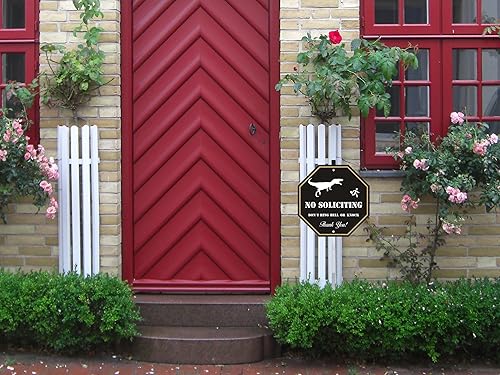 Miniatura 5 de Letrero de no soliciting para casa, letreros de aluminio para patio con estaca de metal, letrero creativo de No Solicitors para puerta delantera,